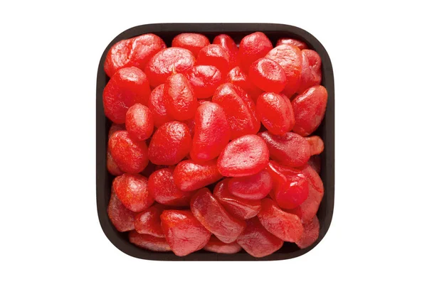 Καραμελωμένα Φρούτα Γκρέιπφρουτ Κουμκουάτ Ζάχαρη Ξύλινο Μπολ Closeup Χορτοφαγικά Τρόφιμα — Φωτογραφία Αρχείου