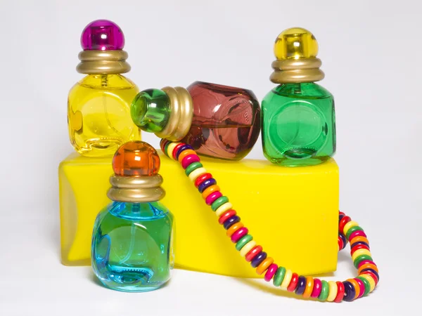 Multicolored bottles of toilet water — Stock Photo, Image