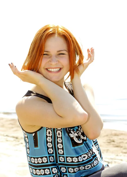 Portrait of a beautiful red-haired young woman — Stock Photo, Image
