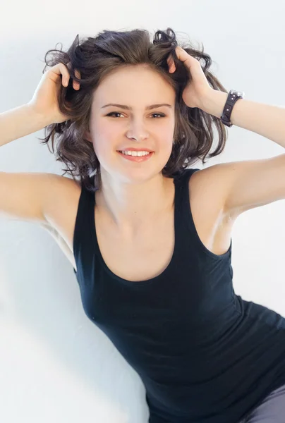 Portrait of a girl in black top — Stock Photo, Image