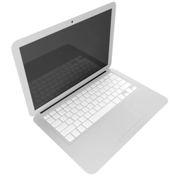 3d 呈现器的灰色笔记本电脑上白色隔离 — 图库照片