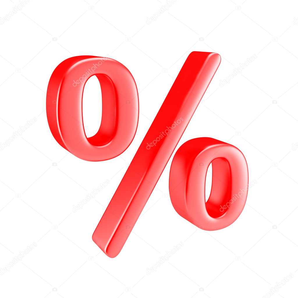 3D render of red percent sign on white