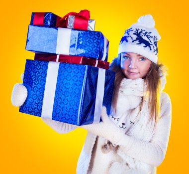 Noel kadın. güzel Noel ve yeni yıl hediye tatil h