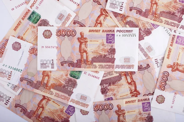 Hintergrund der Fünftausendstel russischen Banknoten — Stockfoto