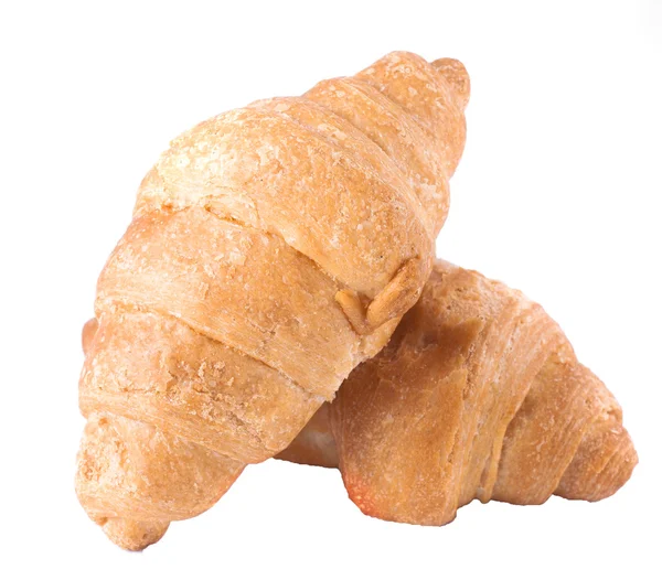 Három croissant elszigetelt fehér background — Stock Fotó