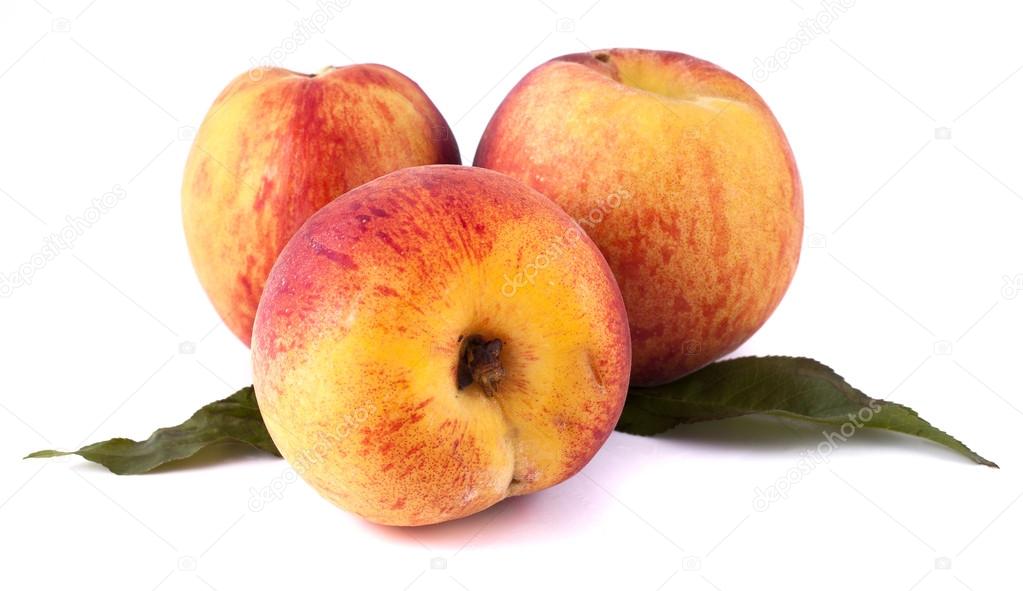 Nectarines are isolated on a white background