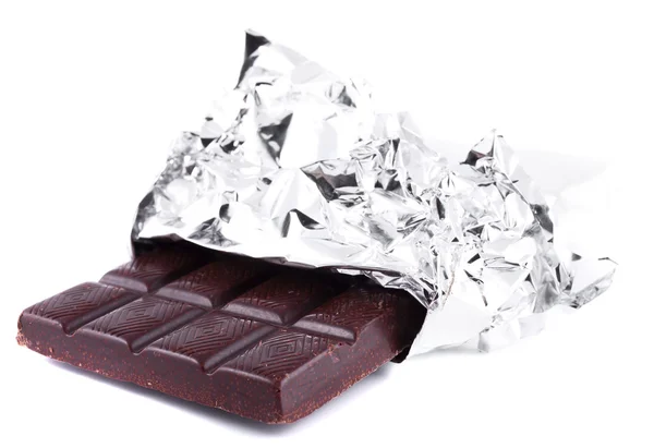 Chocolat dans un emballage sur fond blanc — Photo