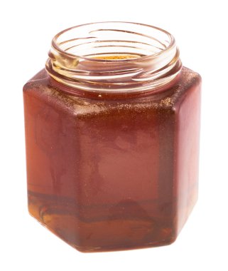 Cam Kavanoz bal, beyaz zemin üzerine izole