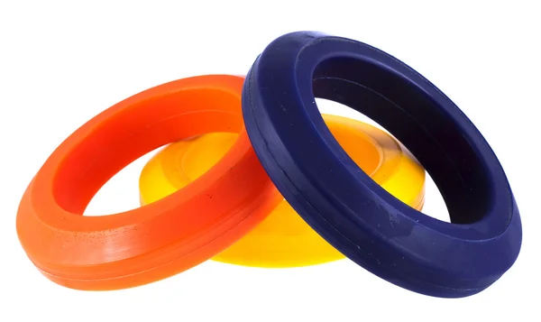 Polyurethane rings on a white background — Stock Photo, Image