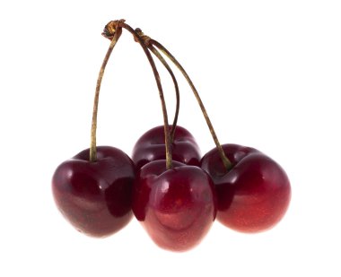 beyaz zemin üzerinde dört Olgun Kiraz