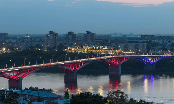 Rússia Nizhny Novgorod Ponte Kanavinsky Pôr Sol — Fotografia de Stock