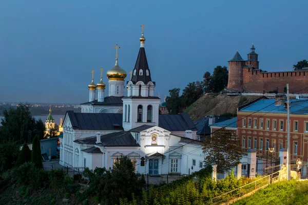 Rusland Nizjni Novgorod Elias Kerk Nachts — Stockfoto