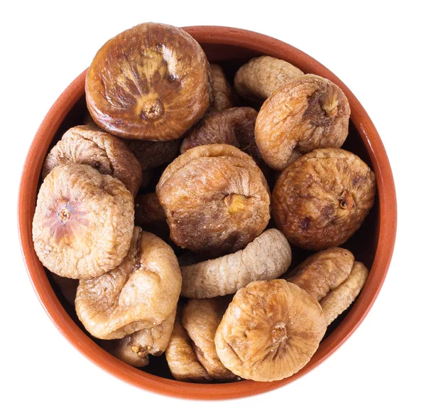 Dried Figs Bowl Isolated White Background — Stock Photo, Image