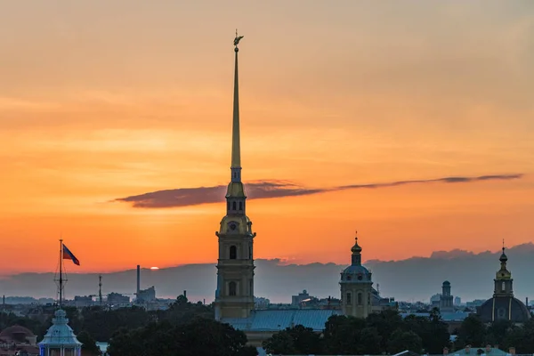 Rússia São Petersburgo Vista Fortaleza Pedro Paulo Pôr Sol — Fotografia de Stock