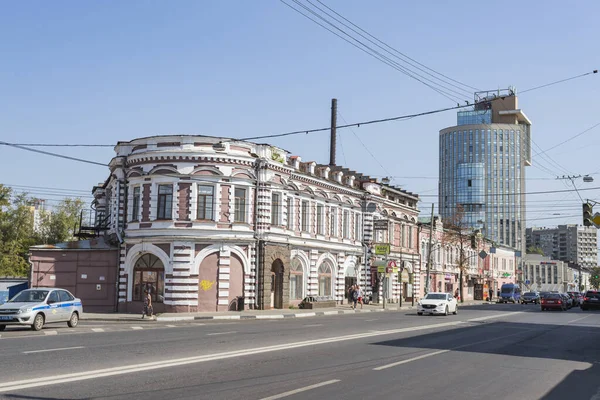 俄罗斯 Nizhny Novgorod Sovetskaya街的历史建筑 Bashkirov家 免版税图库图片