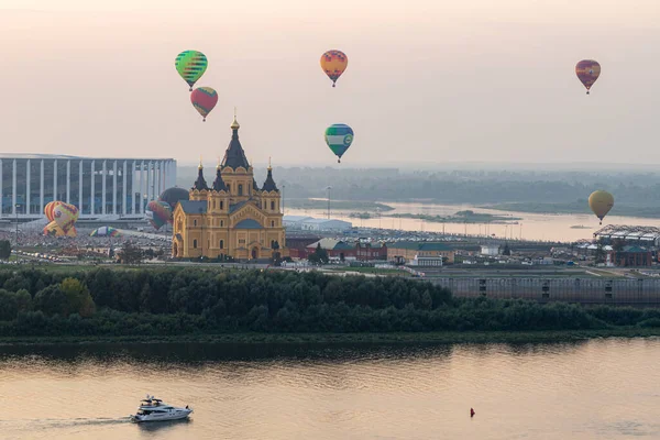 Rosja Niżny Nowogród Festiwal Balonów Balony Tle Miasta — Zdjęcie stockowe