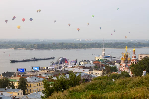Russia Nizhny Novgorod Balloon Festival Balloons Background City — стоковое фото