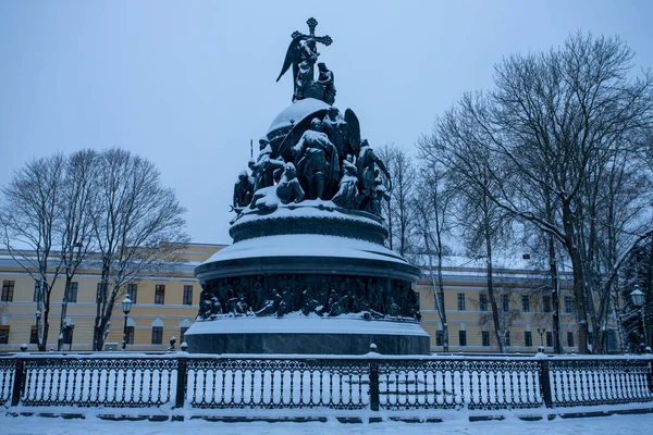 Russia Velikiy Novgorod Monumento Millennio Della Russia — Foto Stock