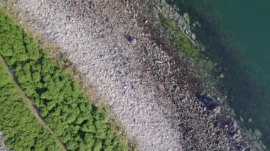 Bir Rocky Kıyı Şeridi Kuş Gözü Görünümü