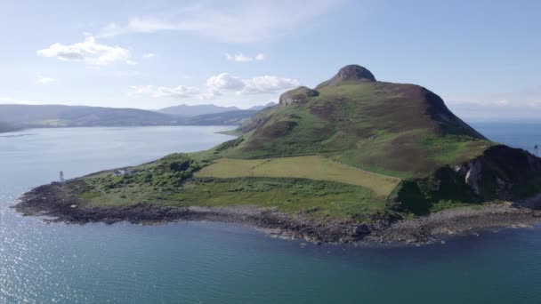 Широкий Вид Воздуха Святой Остров Шотландии — стоковое видео