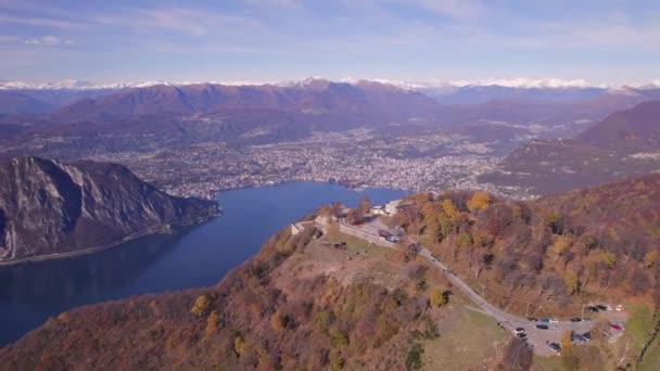 Sighignola Mountain Και Balcone Italia Θέα Λίμνη Λουγκάνο — Αρχείο Βίντεο
