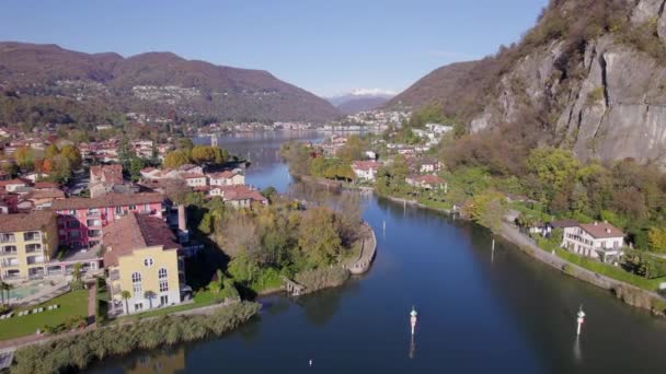 Lavena Ponte Tresa Uma Bela Cidade Fronteira Entre Itália Lugano — Vídeo de Stock