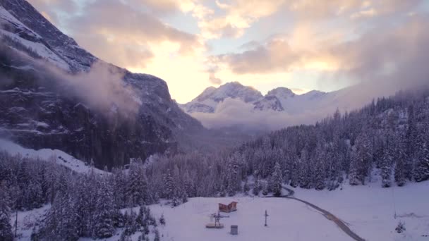 Switzerland Winter Snow Covered Landscape Forests — Stock Video