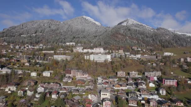 Luchtfoto Van Gemeente Leysin Aigle Zwitserland — Stockvideo