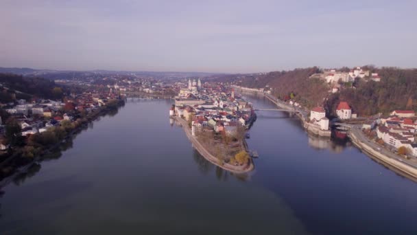 Die Stadt Passau Frühen Morgen — Stockvideo