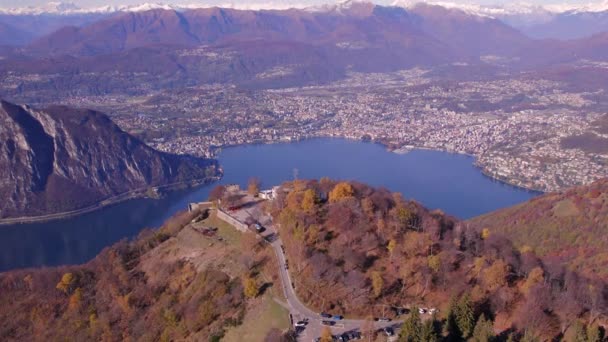 Summit Sighignola Balkón Italia Výhledem Lugano — Stock video