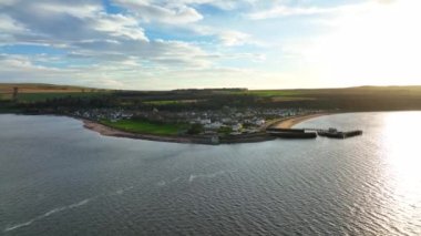 İskoçya Hava Manzaralı Cromarty Kasabası