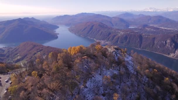 Sighignola Dağı Lugano Gölü Bakan Balcone Italia — Stok video