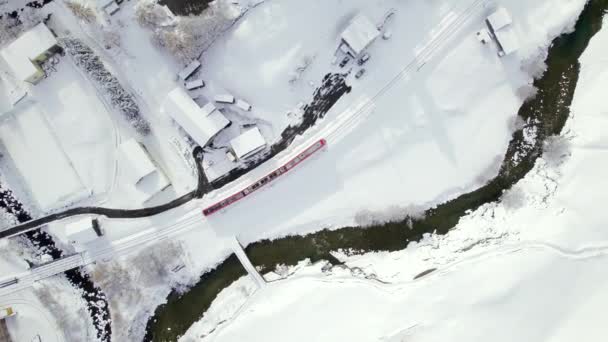 Lyžařský Vlak Švýcarsku Používaný Přepravě Cestujících Lyžařů Lyžařských Středisek — Stock video