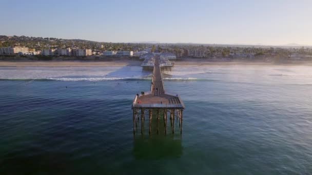 Crystal Pier Uppdrag Beach San Diego Tidig Morgon — Stockvideo
