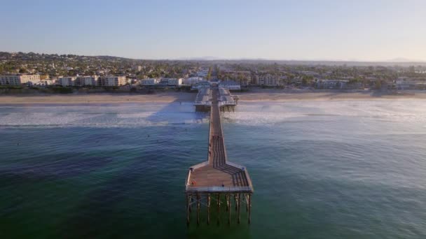 Crystal Pier Mission Beach San Diego Tidigt Morgonen — Stockvideo