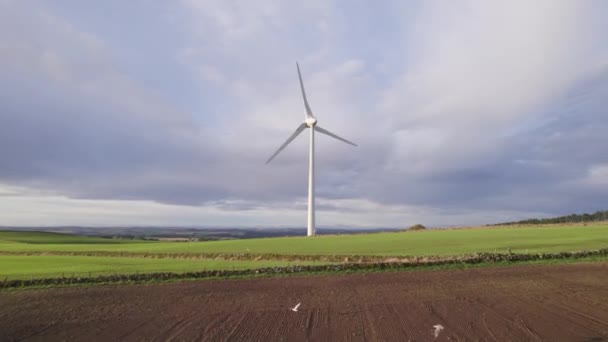 Turbina Eólica Que Genera Energía Verde Renovable Campo — Vídeo de stock