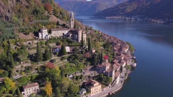 Morcote Obec Švýcarsko Břehu Jezera Lugano — Stock video