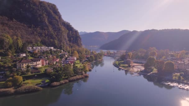 Lavena Ponte Tresa Cidade Suíça Itália Fronteira Lago Lugano — Vídeo de Stock