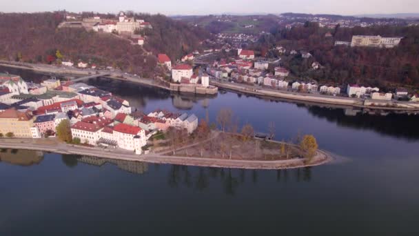 Passau Una Ciudad Alemania Que Sienta Tres Ríos — Vídeo de stock