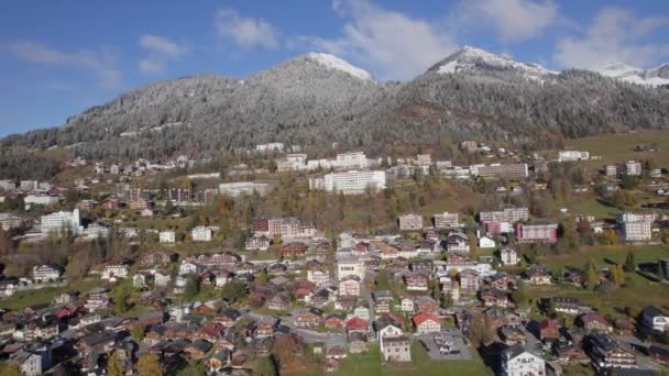 Leysin Município Suíça Vista Aérea — Vídeo de Stock