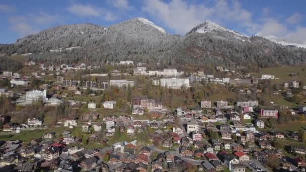 Luchtfoto Van Gemeente Leysin Aigle Zwitserland — Stockvideo