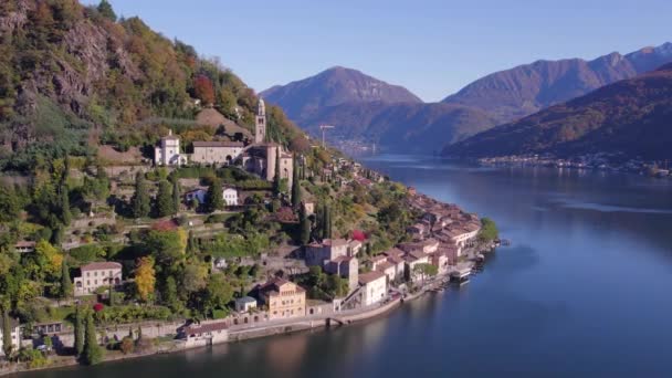 Lugano Gölü Kıyısında Bir Sviçre Belediyesi Kurun — Stok video