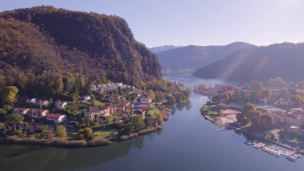 Lavena Ponte Tresa Città Confine Con Svizzera Sul Lago Lugano — Video Stock