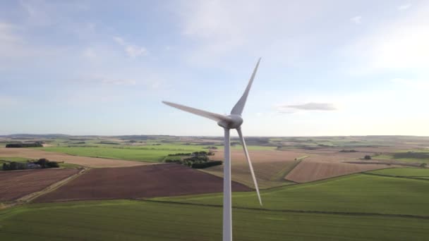 Windenergie Genereert Duurzame Groene Energie Het Platteland — Stockvideo