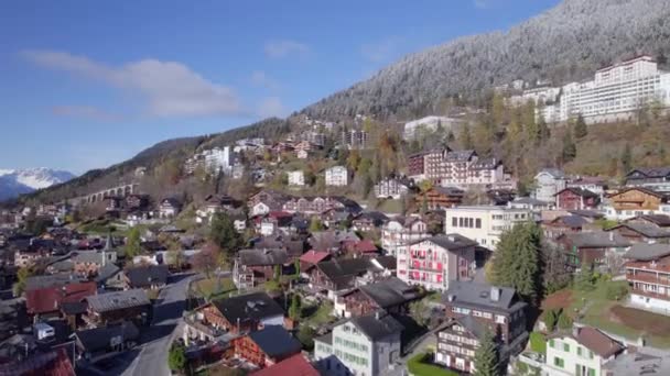 スイスの都市レイシン Airial View — ストック動画