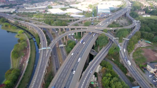 Vehicles Driving Navigating Spaghetti Interchange Road System — Stock Video
