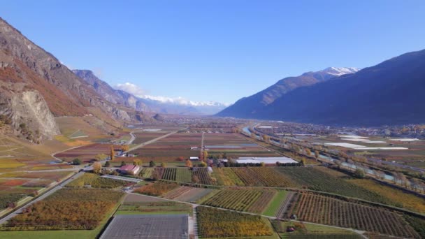Вид Регион Вале Швейцарии Воздуха — стоковое видео