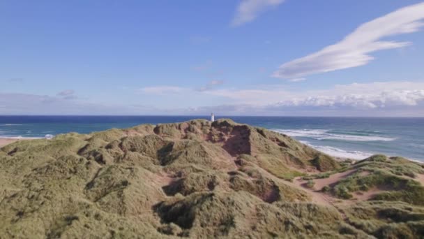 Rattray Head Sand Dunes Och Fyren Stränderna Nordöstra Skottland — Stockvideo