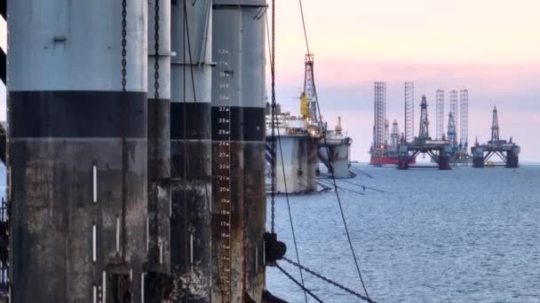 Fermer Vue Aérienne Une Plate Forme Forage Pétrolier Gazier — Video