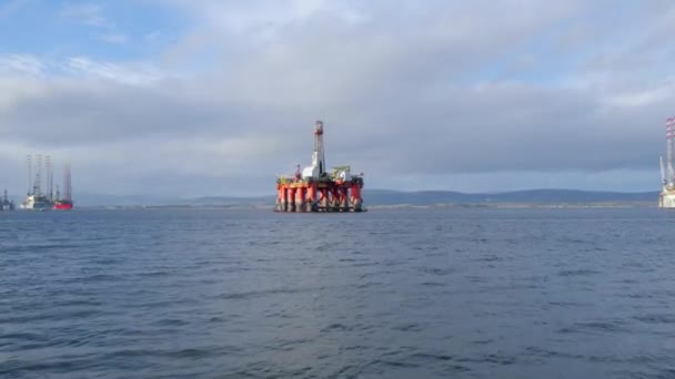 Boorinstallatie Voor Olie Gas Cromarty Schotland — Stockvideo